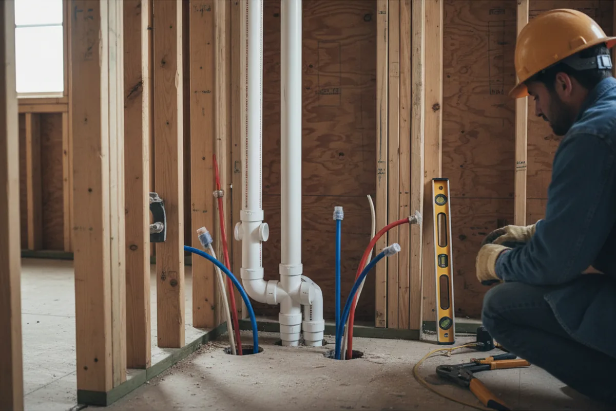 Drain and supply rough-in during Toilet Repair and Installation in Elk Grove Village